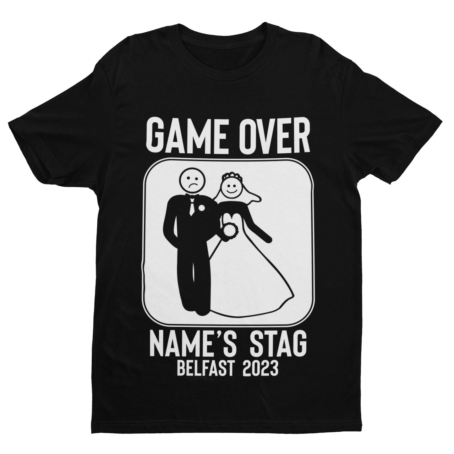 Personalised Stag Do T-Shirt: Game Over Groom Party Tee