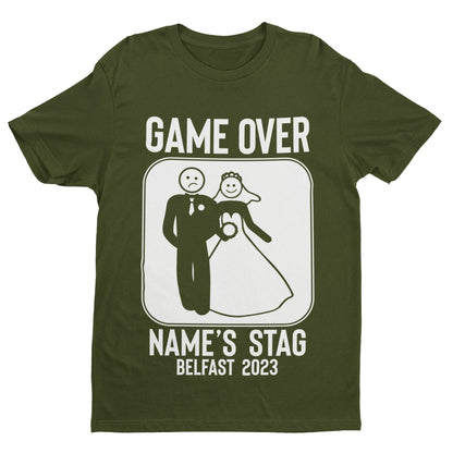 Personalised Stag Do T-Shirt: Game Over Groom Party Tee - product image 2