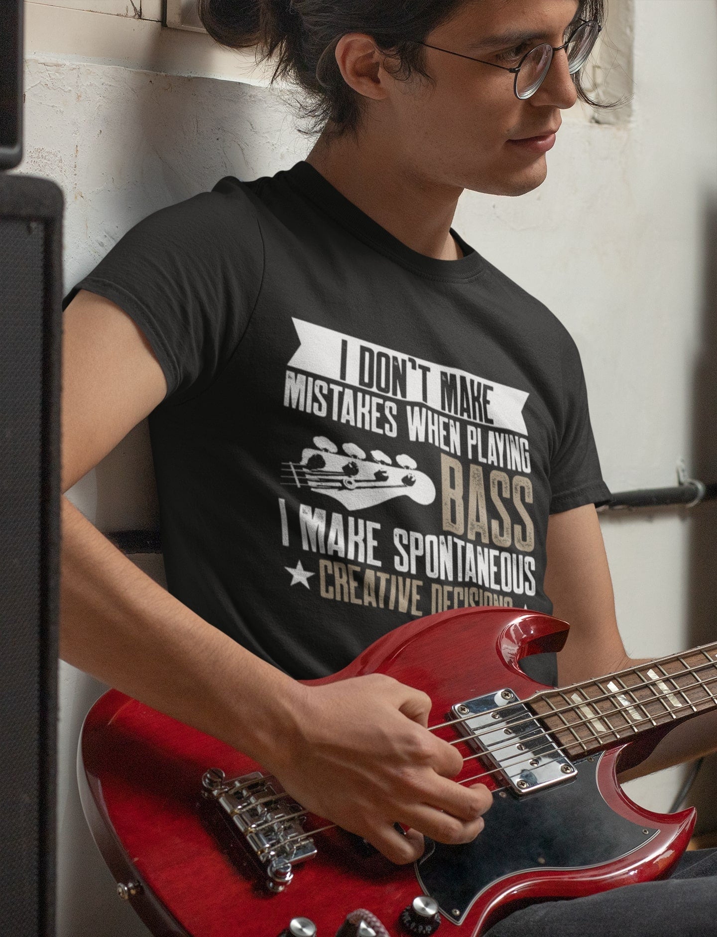 Funny Bass Guitar Player T-Shirt: Spontaneous Creative Decisions - product image 7