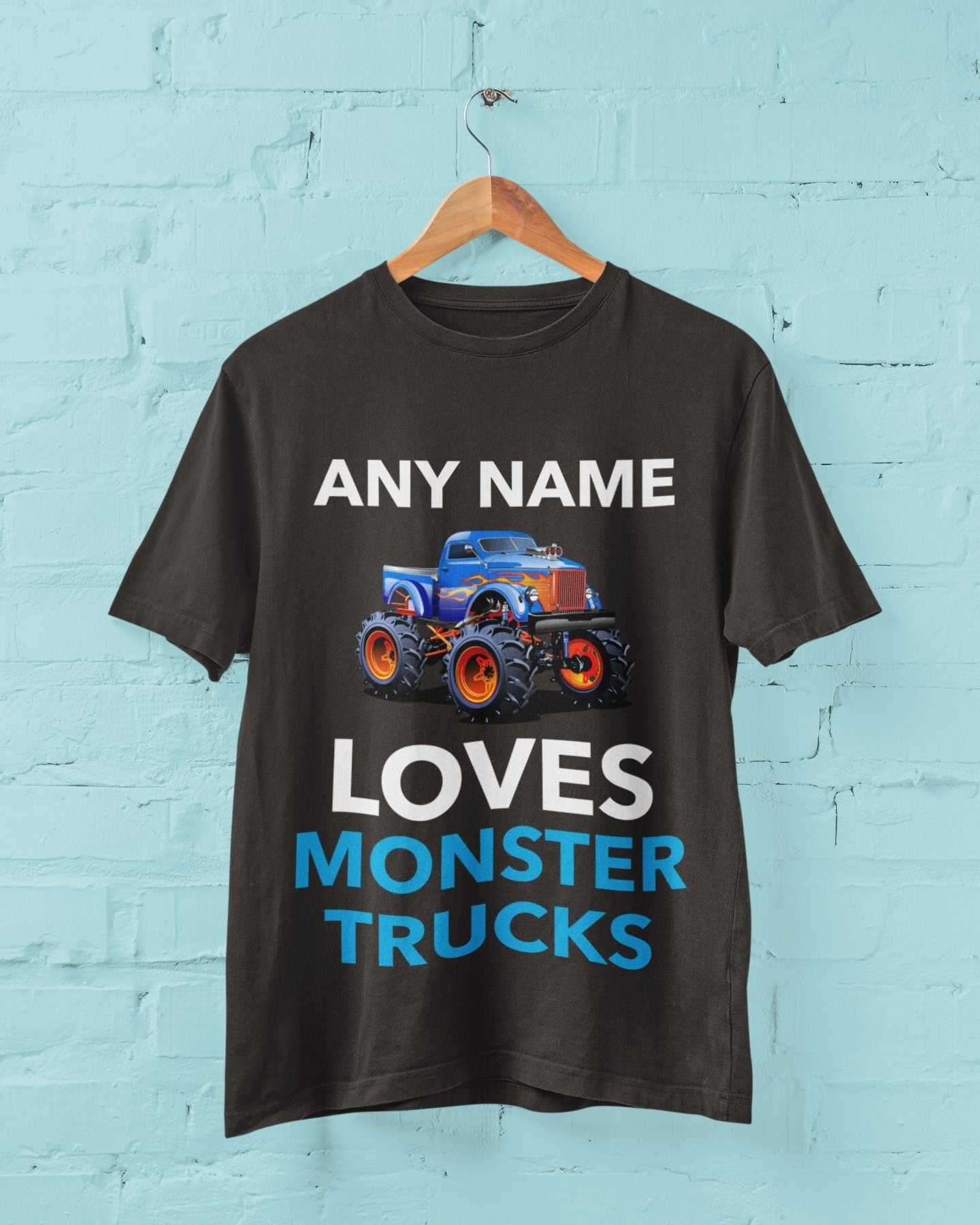 Personalised Boys Monster Truck T-Shirt: Custom Name Cotton Tee