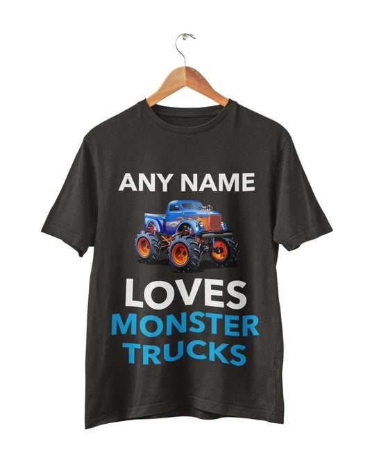 Personalised Monster Truck Kids T-Shirt - Custom Name, main product view