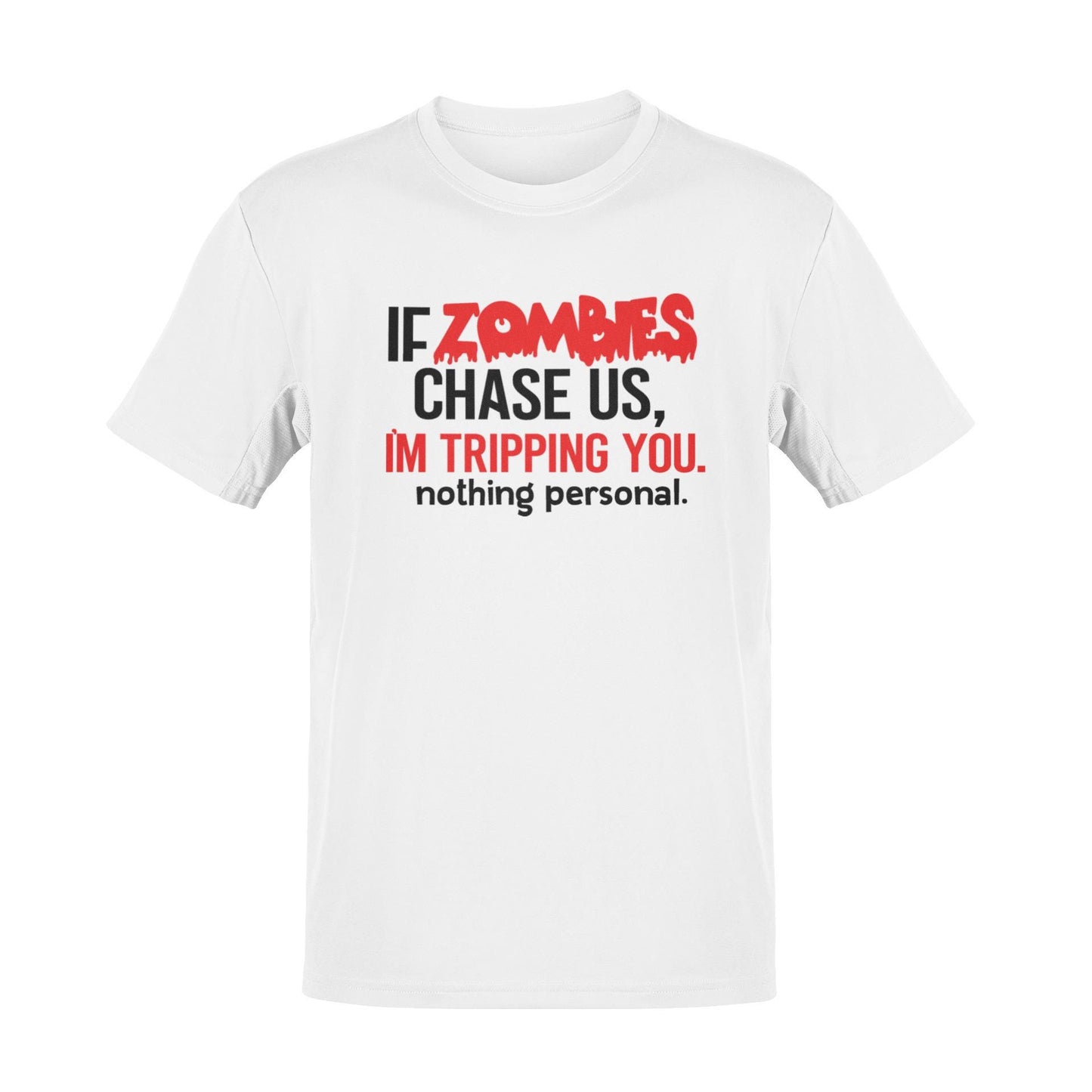 Funny Zombie T-Shirt: "If Zombies Chase Us I’m Tripping You" Humorous Horror Tee - product image 5