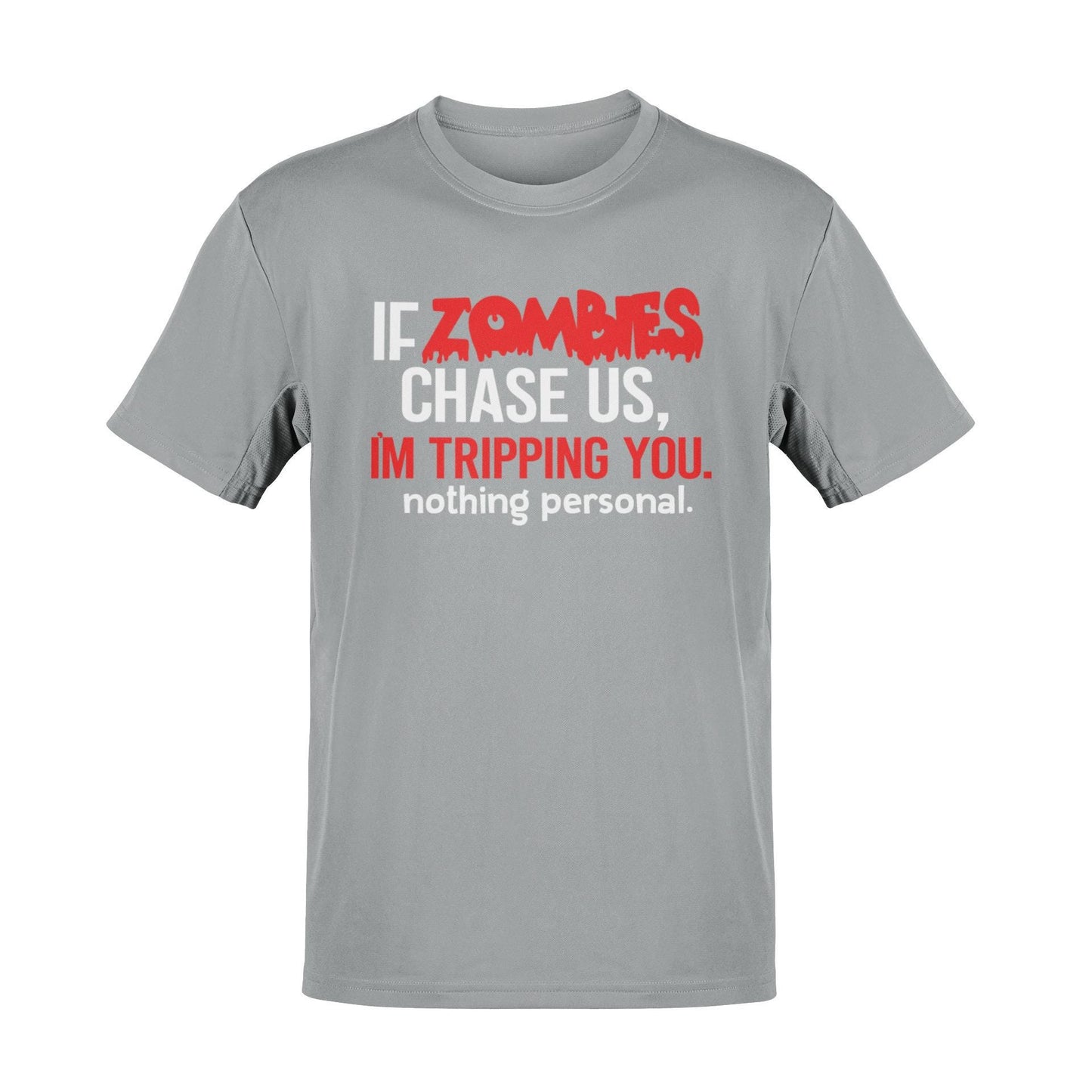 Funny Zombie T-Shirt: "If Zombies Chase Us I’m Tripping You" Humorous Horror Tee - product image 4