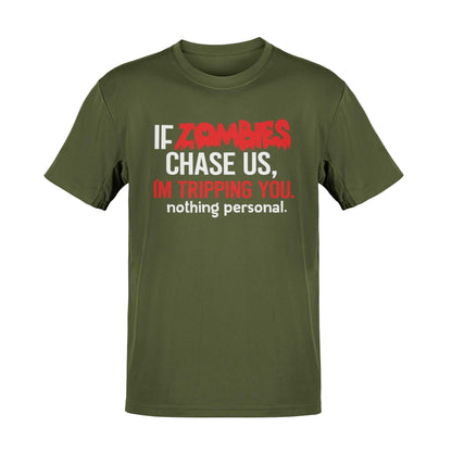 Funny Zombie T-Shirt: "If Zombies Chase Us I’m Tripping You" Humorous Horror Tee - product image 3