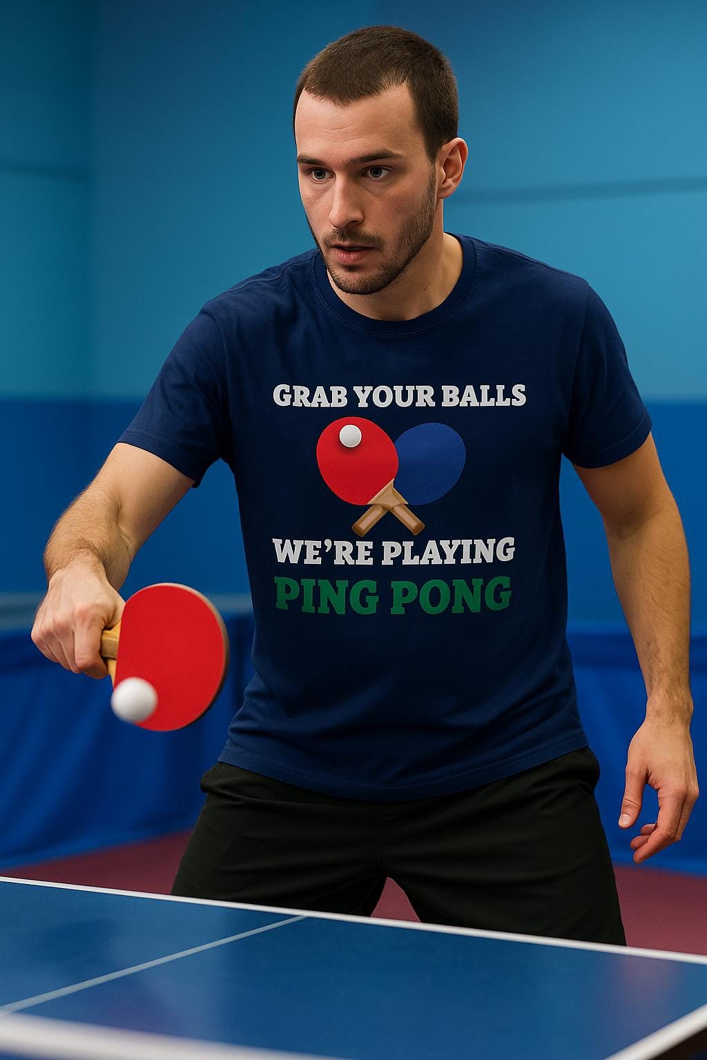 Funny Ping Pong T-Shirt: Grab Your Balls Graphic Tee - product image 3
