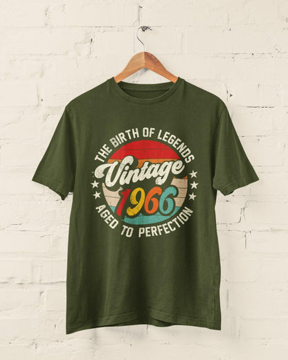 60th Birthday 1966 T-Shirt Birth Of Legends Vintage 1966 Aged To Perfection - product image 3