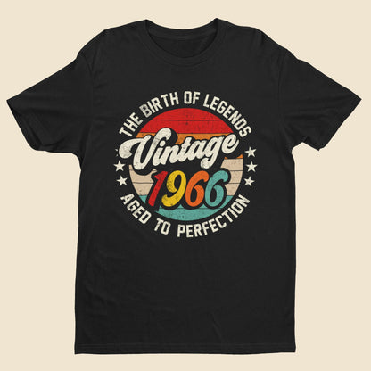 60th Birthday 1966 T-Shirt Birth Of Legends Vintage 1966 Aged To Perfection - product image 6