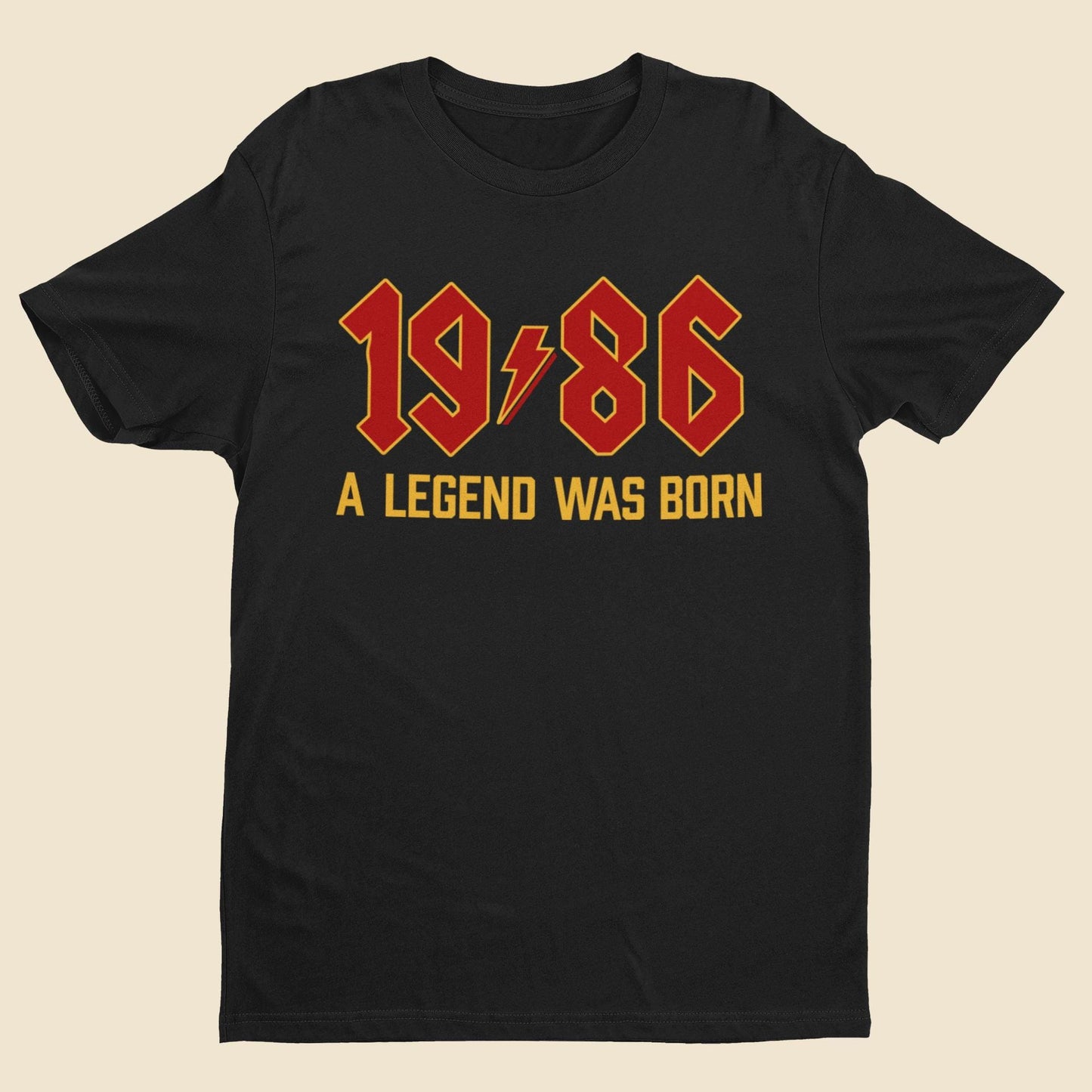 Personalised 40th Birthday T-Shirt: Retro Heavy Metal Rocker Gift 1986 A Legend Was Born - product image 2