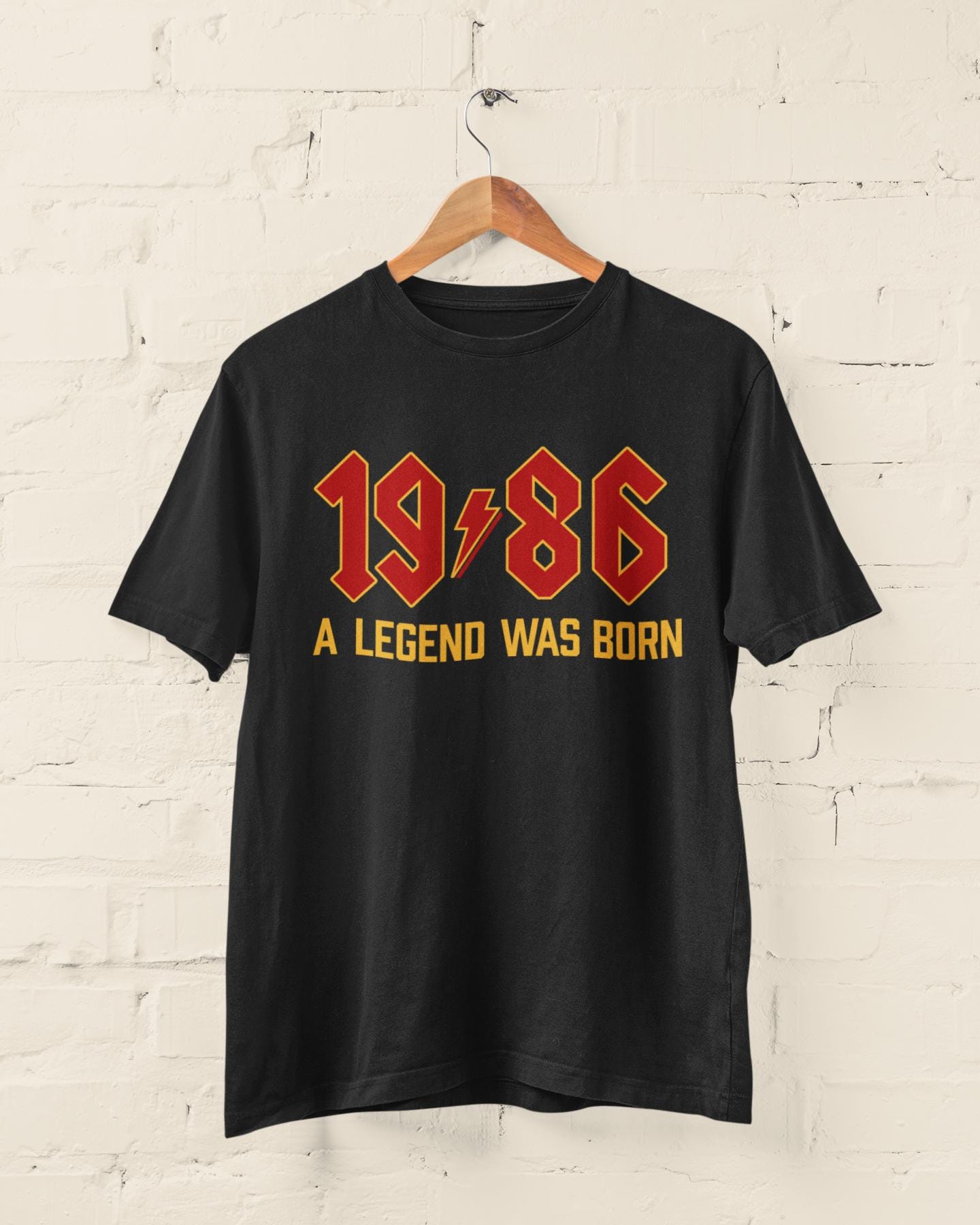 Personalised 40th Birthday T-Shirt: Retro Heavy Metal Rocker Gift 1986 A Legend Was Born - product image 5