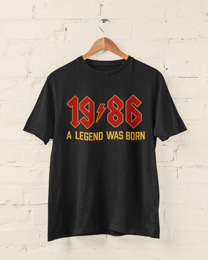 Personalised 40th Birthday T-Shirt: Retro Heavy Metal Rocker Gift 1986 A Legend Was Born - product image 5