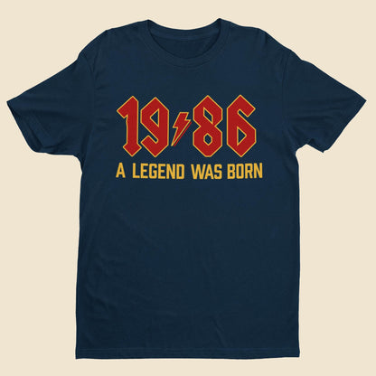 Personalised 40th Birthday T-Shirt: Retro Heavy Metal Rocker Gift 1986 A Legend Was Born - product image 8