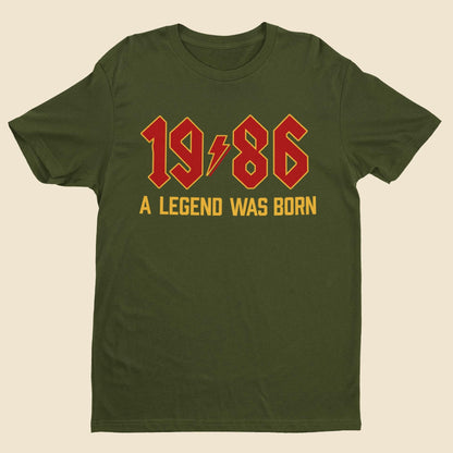 Personalised 40th Birthday T-Shirt: Retro Heavy Metal Rocker Gift 1986 A Legend Was Born - product image 10