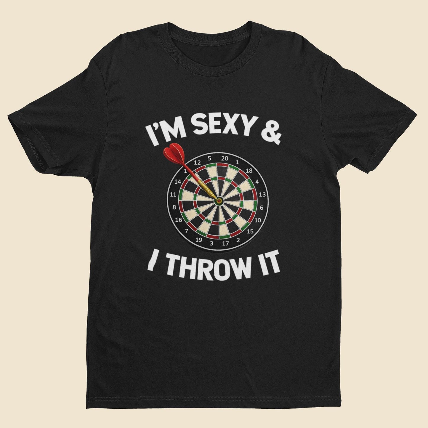 Funny Darts T-Shirt I’m Sexy & I Throw It Tee - Dart Player Gift - Pub Humor Top UK - Dartboard Graphic Shirt - product image 6