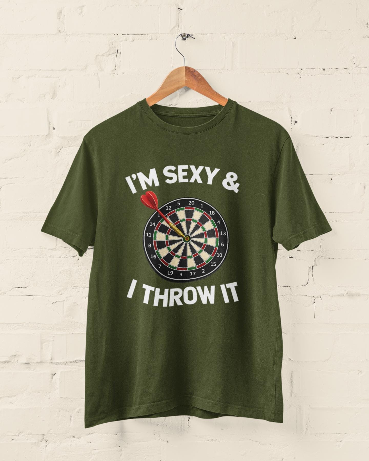 Funny Darts T-Shirt I’m Sexy & I Throw It Tee - Dart Player Gift - Pub Humor Top UK - Dartboard Graphic Shirt - product image 3