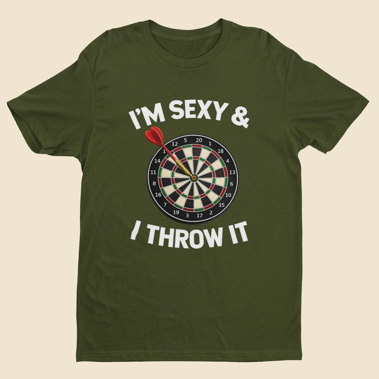 Funny Darts T-Shirt I’m Sexy & I Throw It Tee - Dart Player Gift - Pub Humor Top UK - Dartboard Graphic Shirt - product image 8