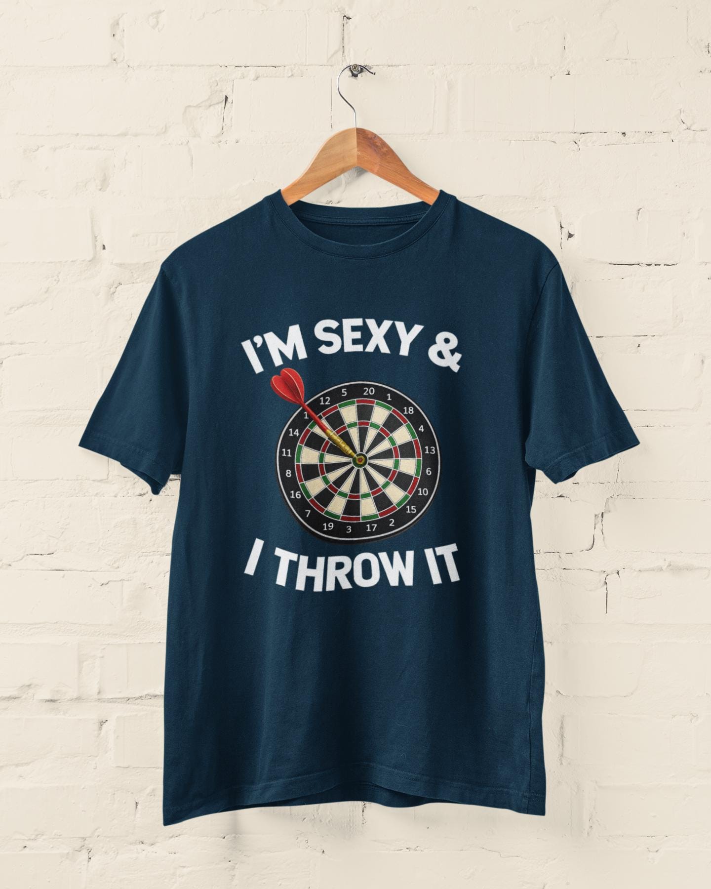 Funny Darts T-Shirt I’m Sexy & I Throw It Tee - Dart Player Gift - Pub Humor Top UK - Dartboard Graphic Shirt - product image 4