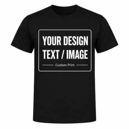 Personalised T-Shirt, Any Text Image Logo Photo, Optional Back Print