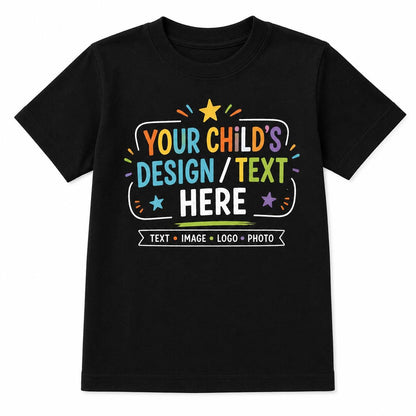 Personalised Kids T-Shirt, Any Text Image Logo Photo, Optional Back Print