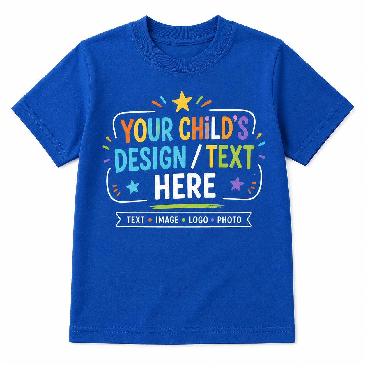 Personalised Kids T-Shirt, Any Text Image Logo Photo, Optional Back Print - product image 6
