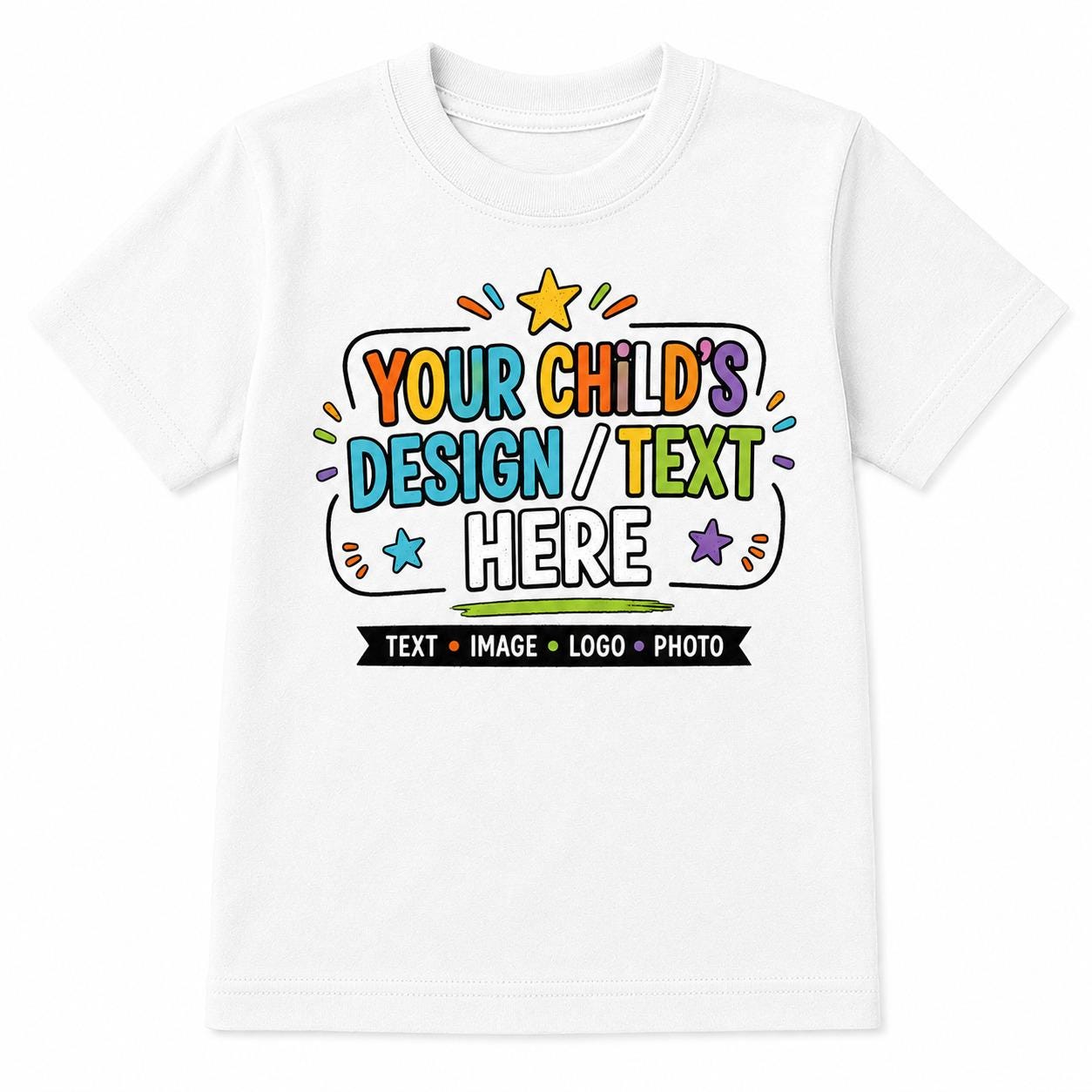 Personalised Kids T-Shirt, Any Text Image Logo Photo, Optional Back Print - product image 4