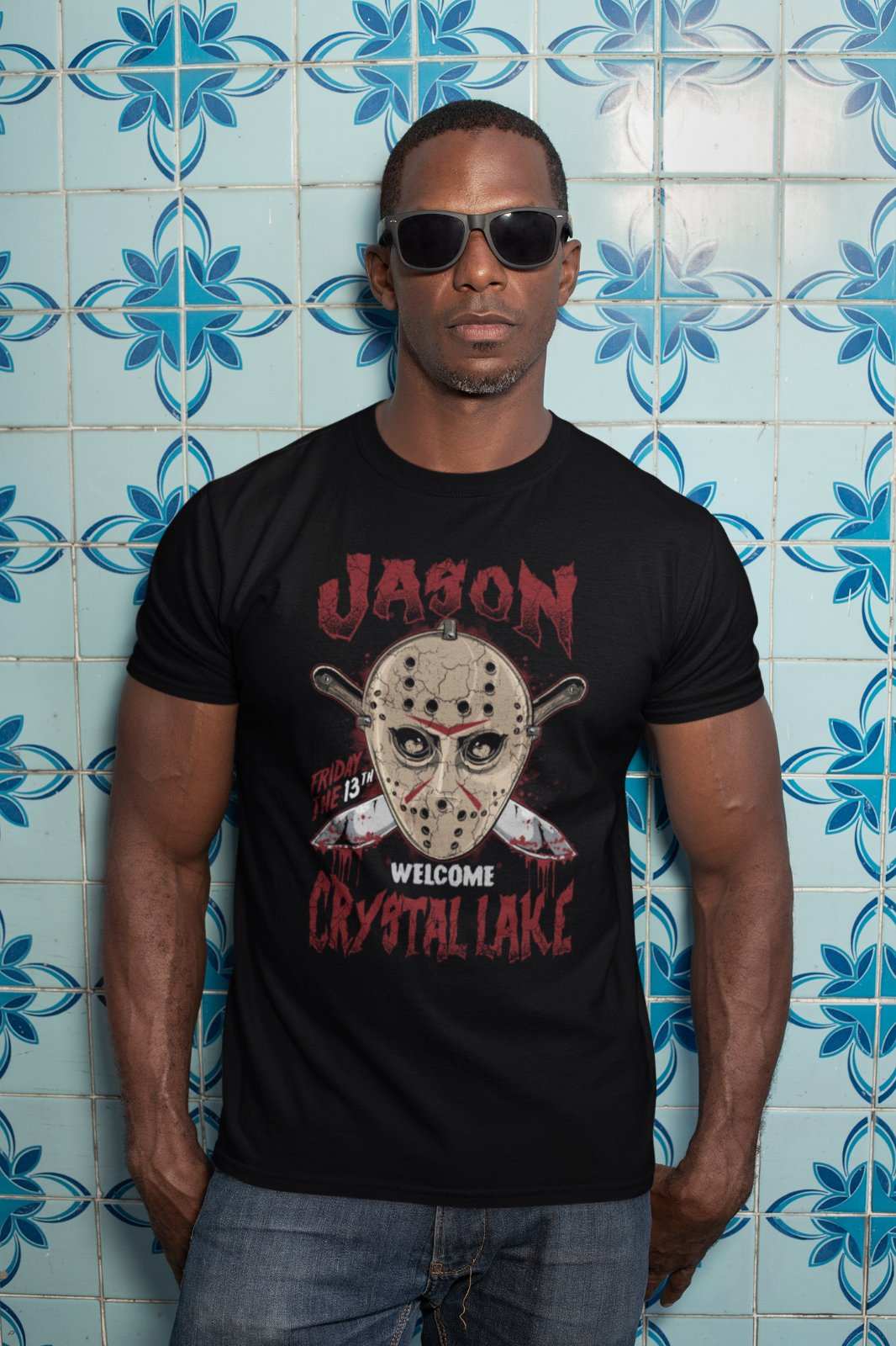 Jason Hockey Mask Retro Horror T-Shirt 13th Friday The Voorhees Crystal Lake T-Shirt