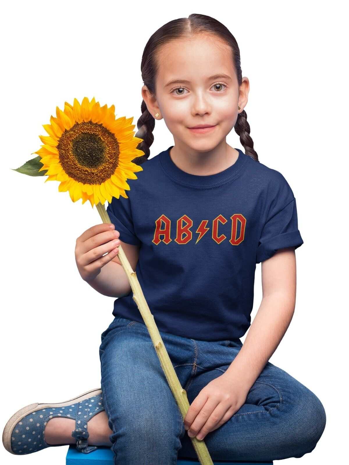 Kids'' Childrens Funny AB - CD T-Shirt in Retro Rock Font Cute Gift Novelty T-Shirt