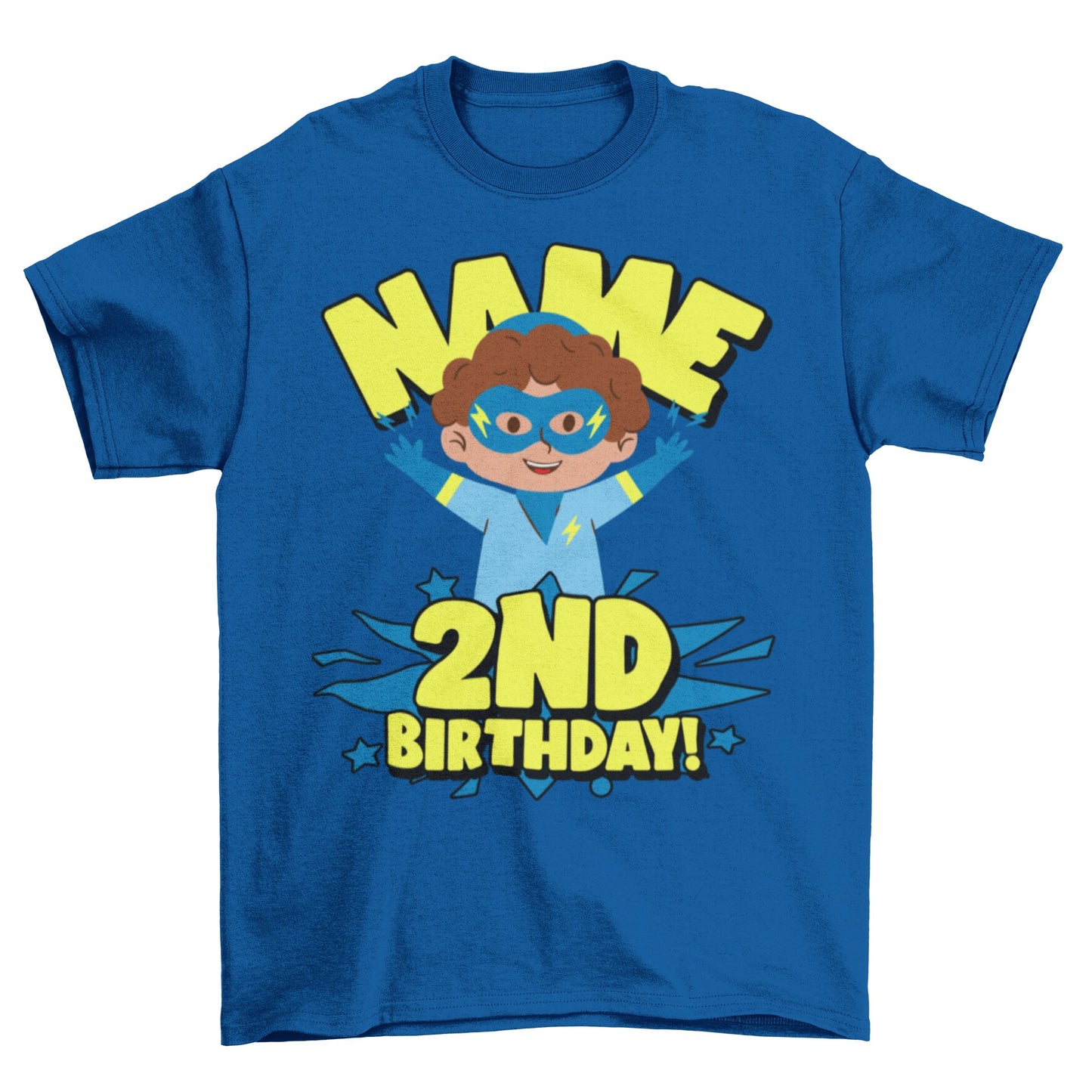 Kids PERSONALISED 2nd birthday superheroKids PERSONALISED 2nd birthday superhero t shirt Childs Name Printed C