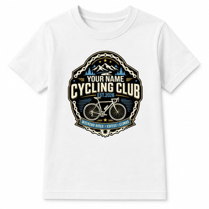 Kids Personalised Cycling Club T-Shirt Custom Name Year Bike Rider T-Shirt Cycling Gift for Boys Girls Bicycle Club