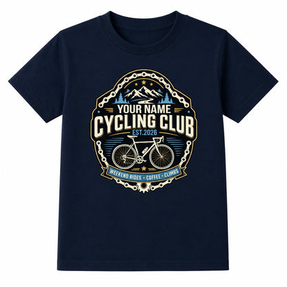 Kids Personalised Cycling Club T-Shirt Custom Name Year Bike Rider T-Shirt Cycling Gift for Boys Girls Bicycle Club