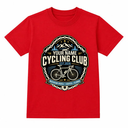 Kids Personalised Cycling Club T-Shirt Custom Name Year Bike Rider T-Shirt Cycling Gift for Boys Girls Bicycle Club