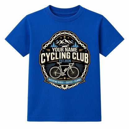 Kids Personalised Cycling Club T-Shirt Custom Name Year Bike Rider T-Shirt Cycling Gift for Boys Girls Bicycle Club