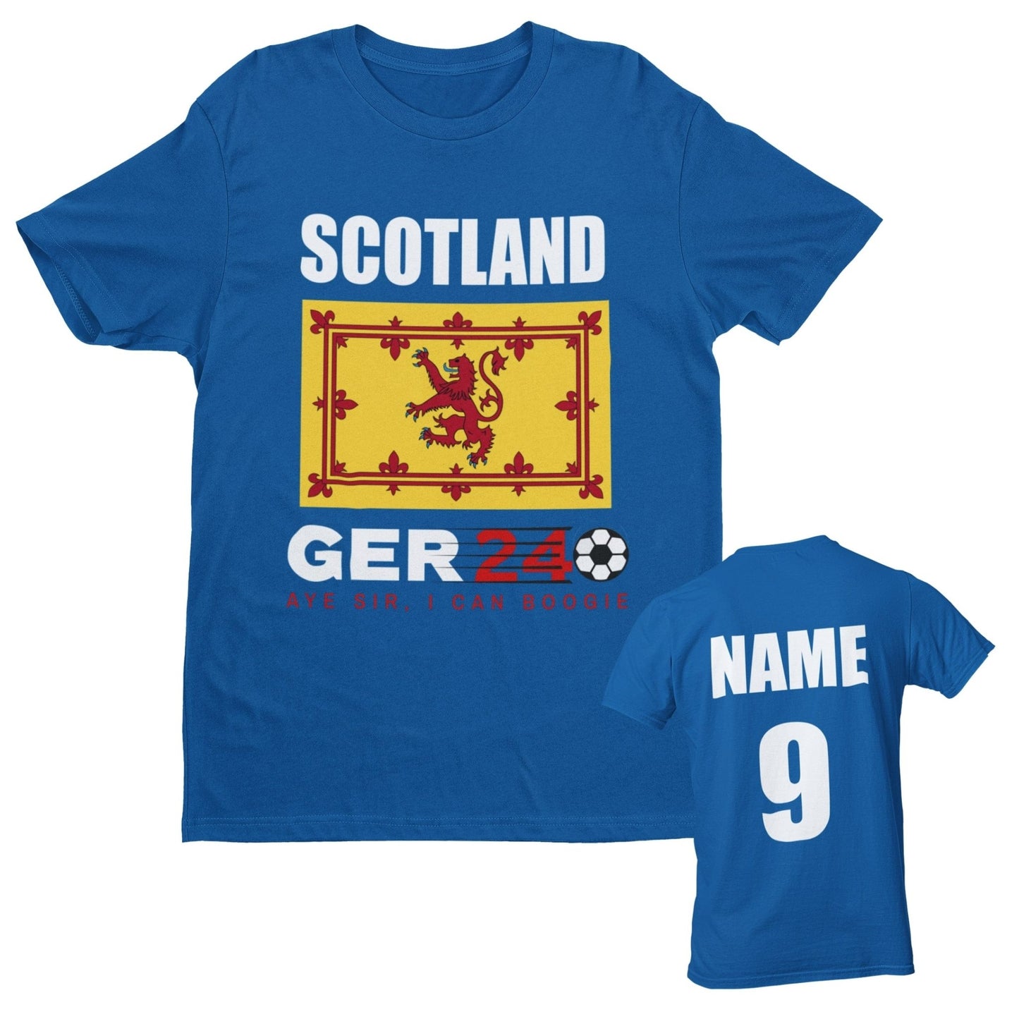 Back Euro Scottish FanKIDS PERSONALISED SCOTLAND T-Shirt With Name & Number On Back Euro Sco