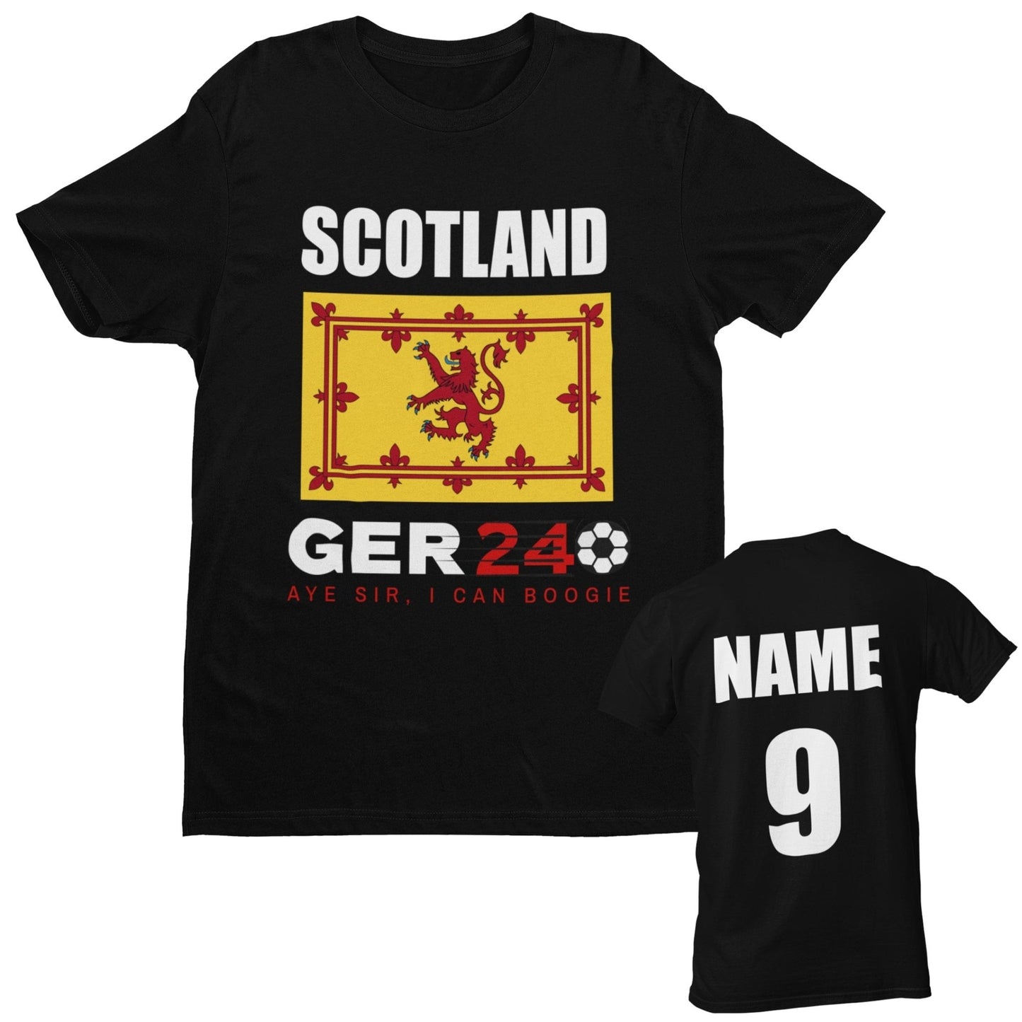 Back Euro Scottish FanKIDS PERSONALISED SCOTLAND T-Shirt With Name & Number On Back Euro Sco