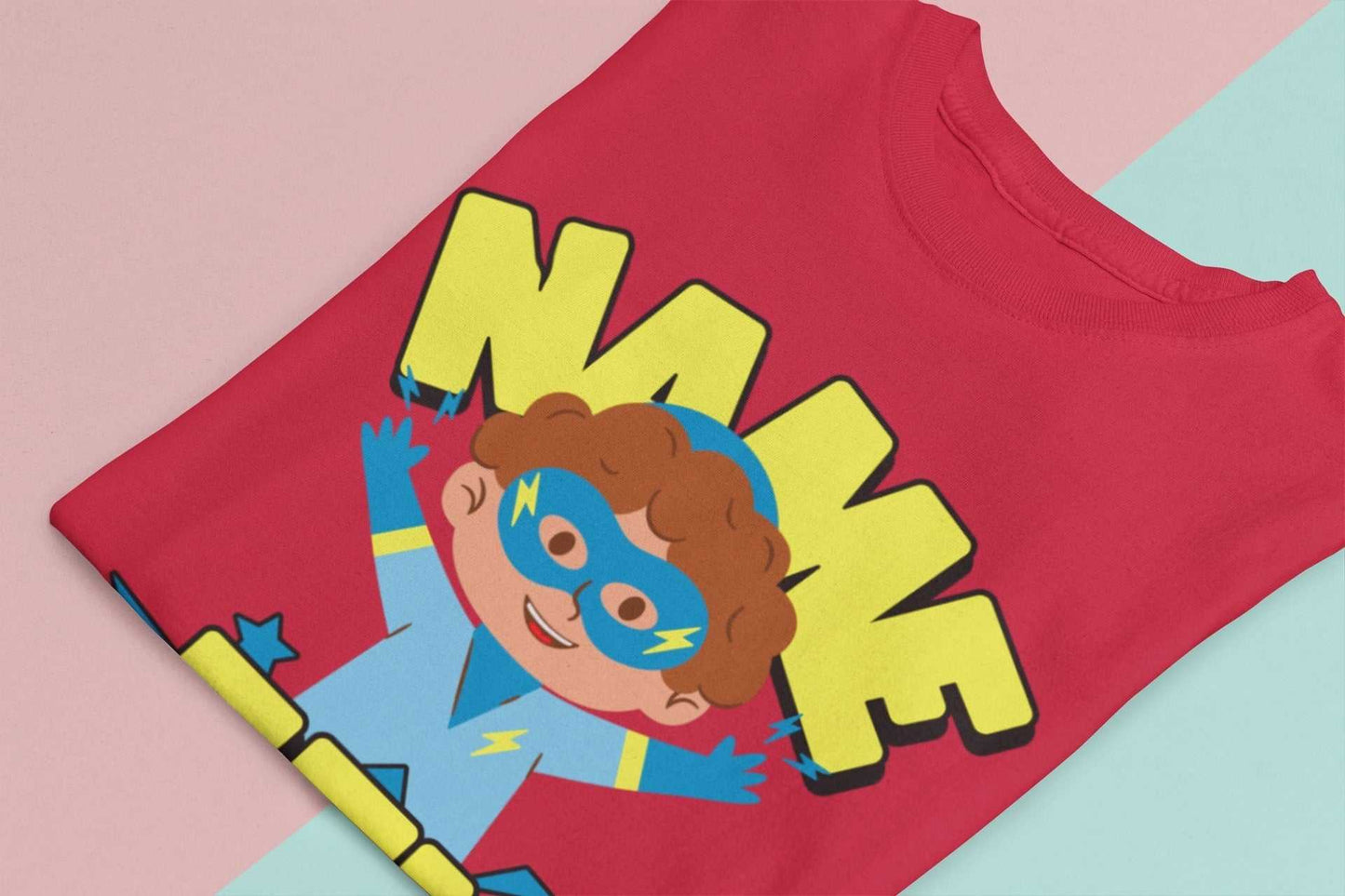 Kids Personalised Superhero 5th BirthdayKids Personalised Superhero 5th Birthday T-shirt with Childs Name On G