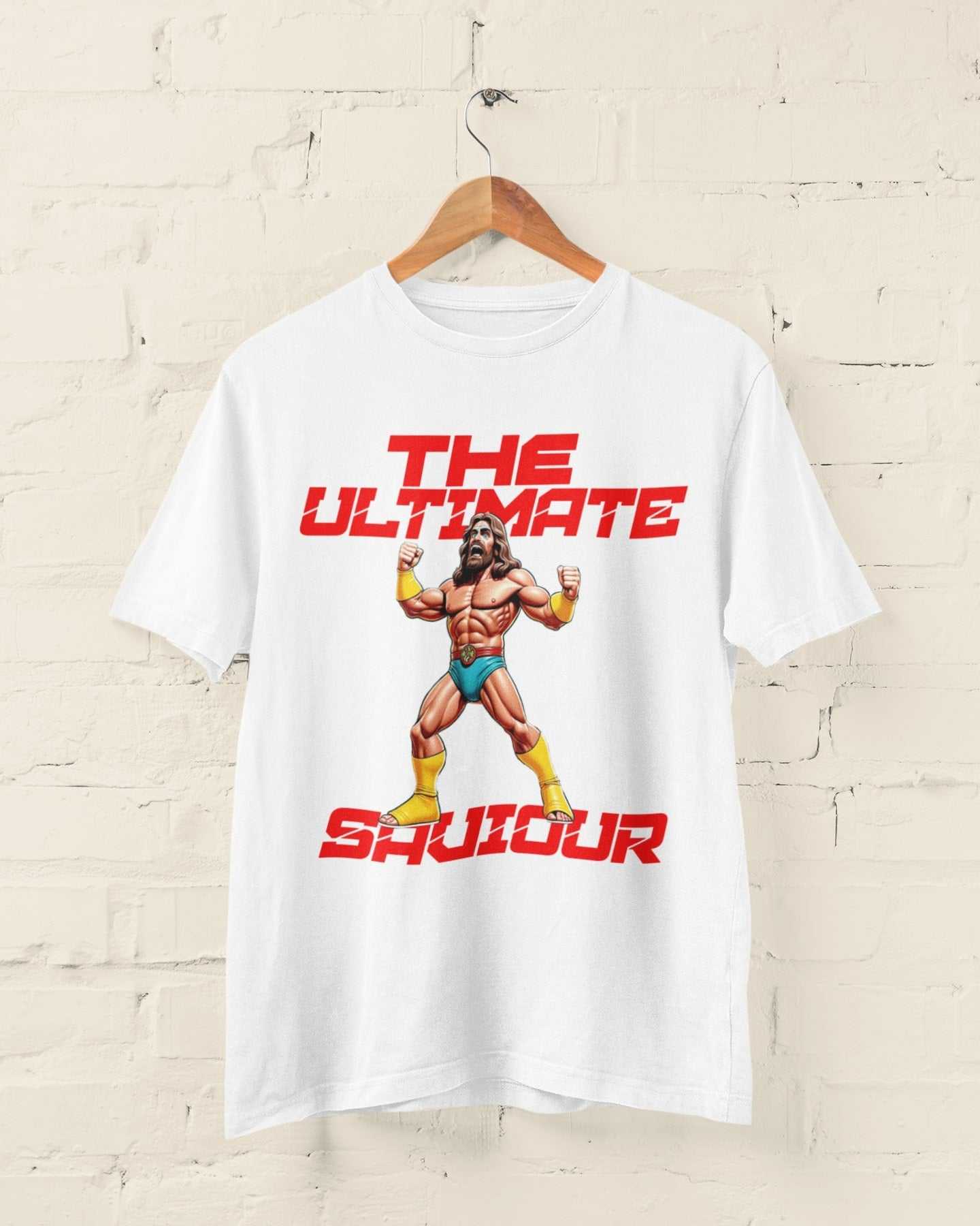 The Ultimate Saviour T-Shirt – Funny Retro Christian Wrestling Parody Galaxy Tees