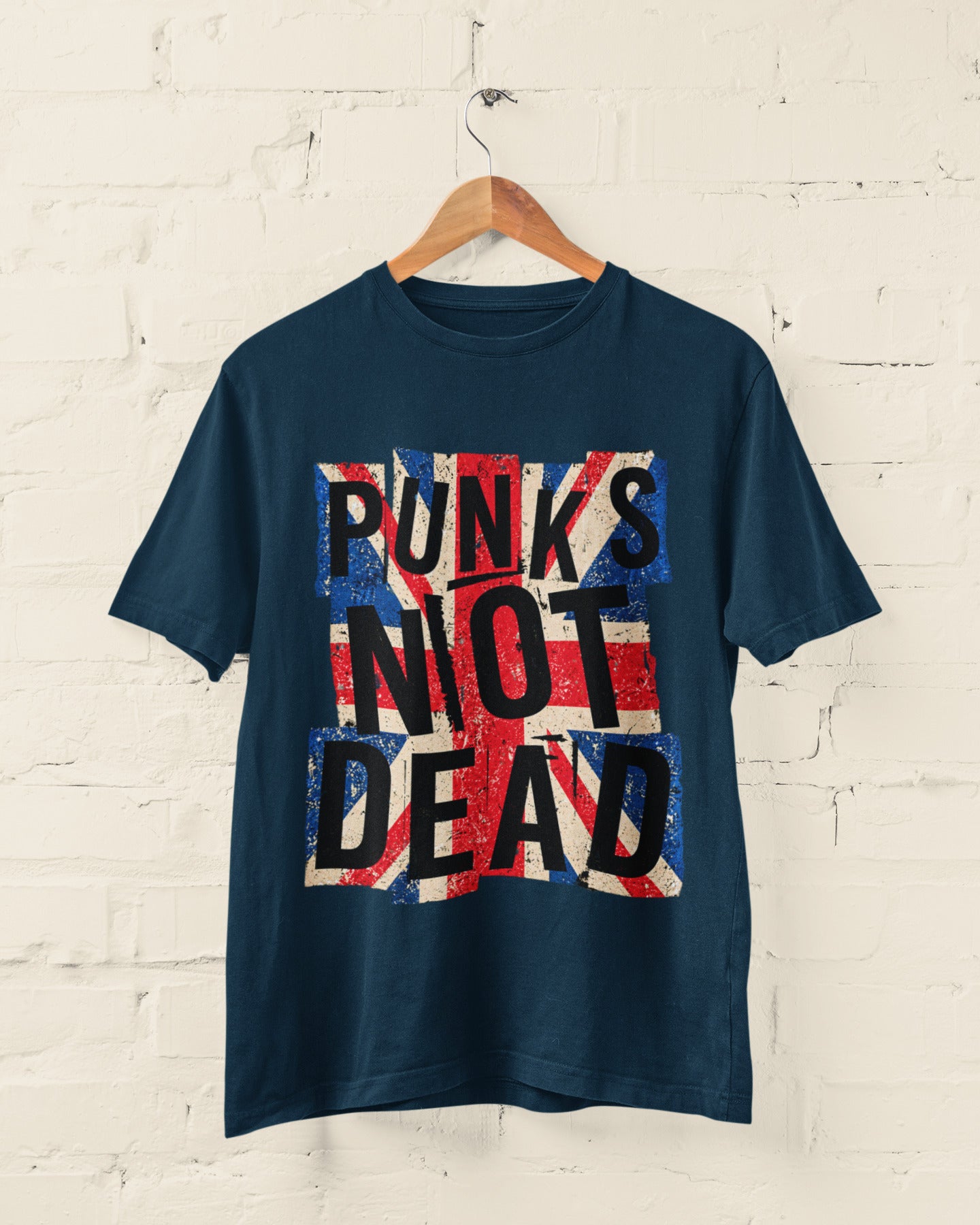 Punks Not Dead T-Shirt - Distressed Union Jack Punk Rock Tee