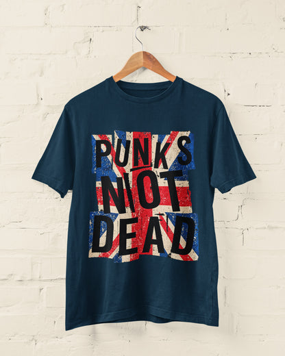 Punks Not Dead T-Shirt - Distressed Union Jack Punk Rock Tee