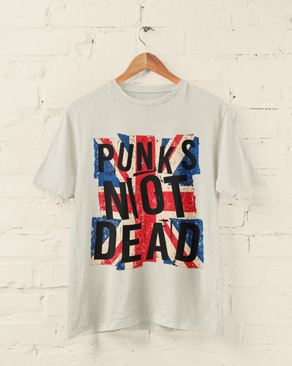 Punks Not Dead T-Shirt - Distressed Union Jack Punk Rock Tee