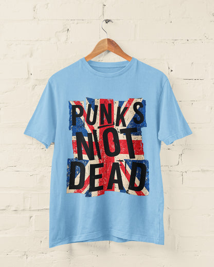 Punks Not Dead T-Shirt - Distressed Union Jack Punk Rock Tee