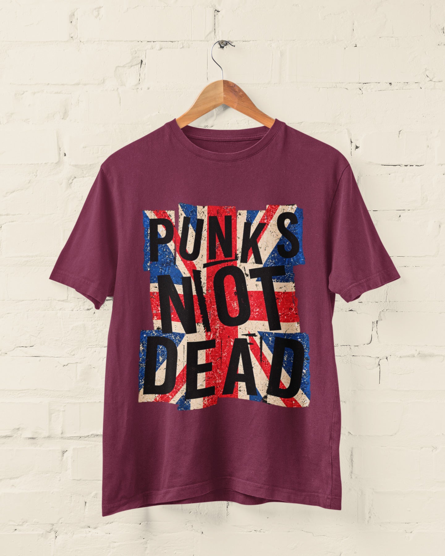 Punks Not Dead T-Shirt - Distressed Union Jack Punk Rock Tee