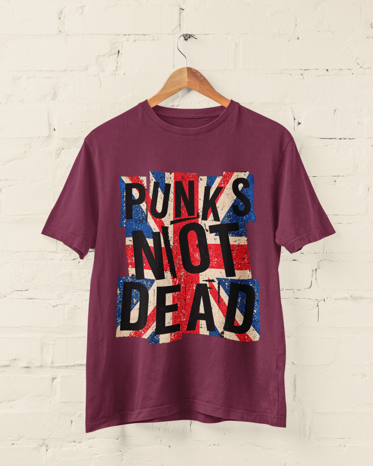 Punks Not Dead T-Shirt - Distressed Union Jack Punk Rock Tee