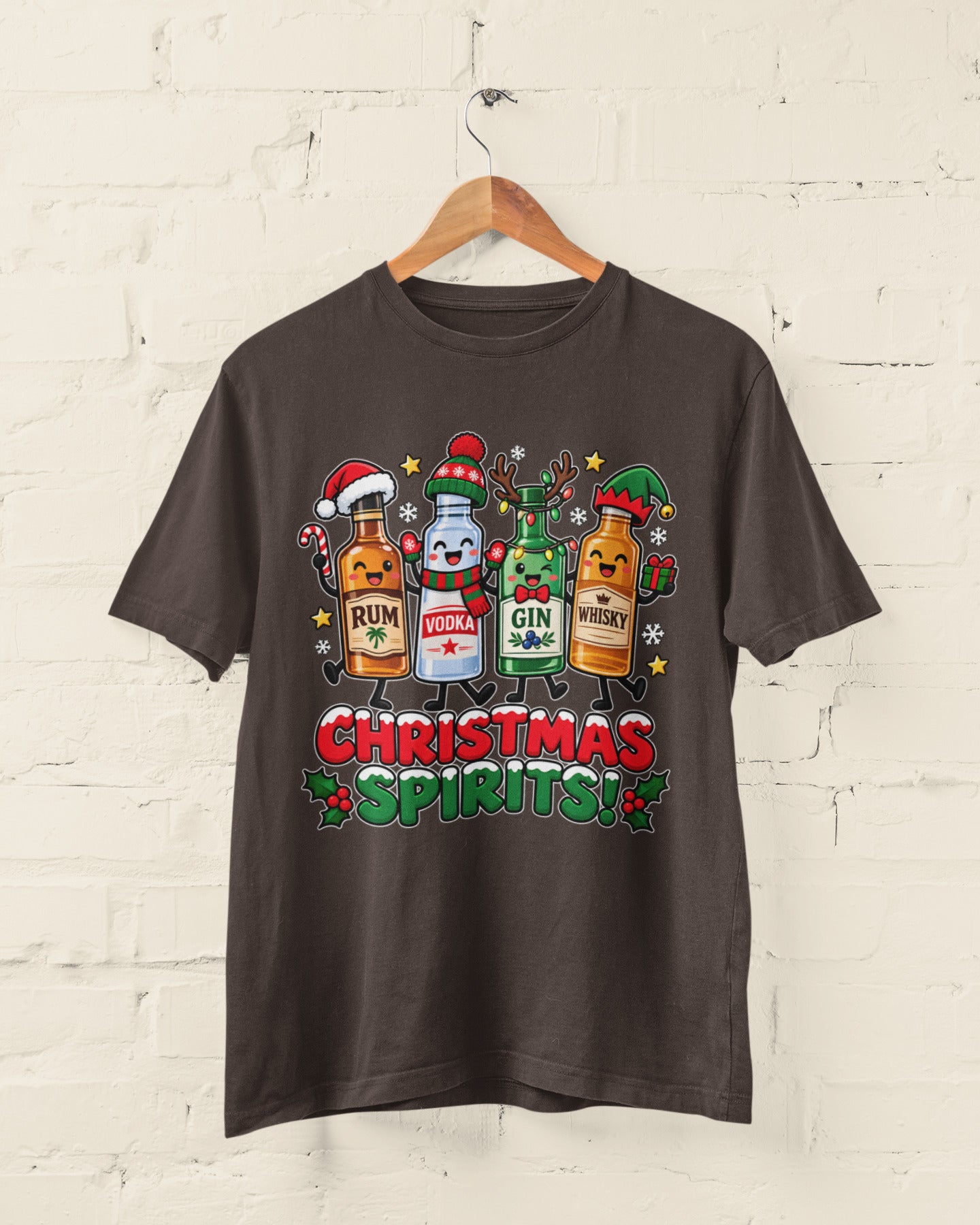 Christmas Spirits T-Shirt - Funny Festive Drinking Party Tee