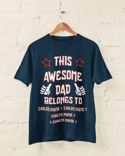 Personalised "This Awesome Dad Belongs To" T-Shirt