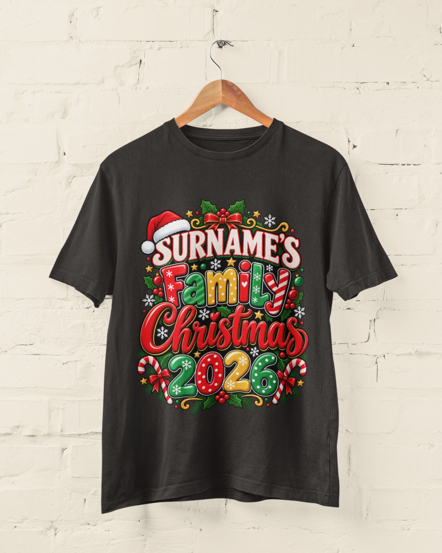 Personalised Family Christmas T-Shirt 2026 - Matching Adult & Kids Tees
