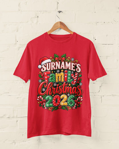Personalised Family Christmas T-Shirt 2026 - Matching Adult & Kids Tees