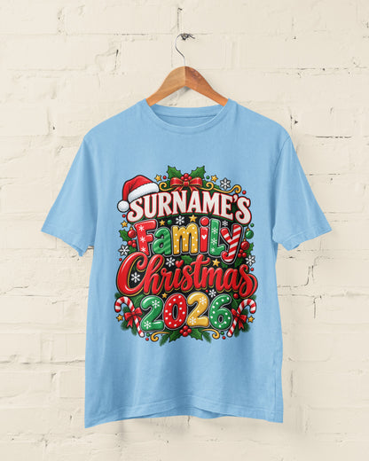 Personalised Family Christmas T-Shirt 2026 - Matching Adult & Kids Tees