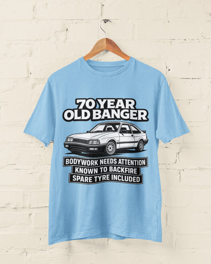 70 Year Old Banger T-Shirt - Funny 70th Birthday Classic Car Gift