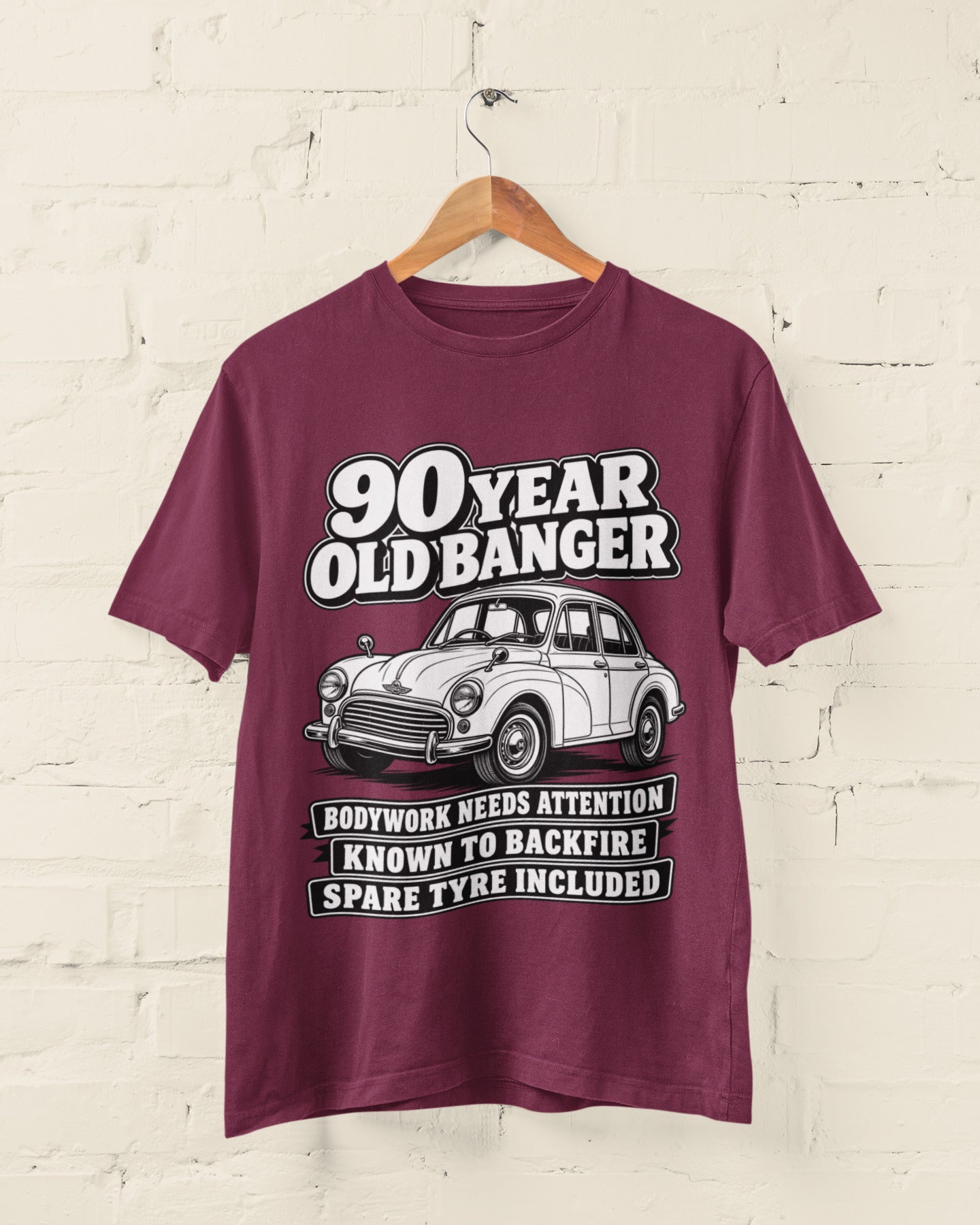 90 Year Old Banger T-Shirt - Funny 90th Birthday Classic Car Gift
