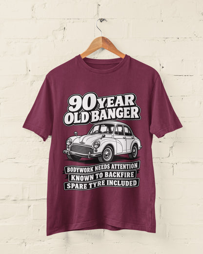 90 Year Old Banger T-Shirt - Funny 90th Birthday Classic Car Gift