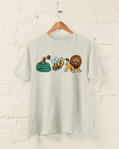 Hose Bee Lion T-Shirt - Funny Visual Pun Rebus Graphic Tee